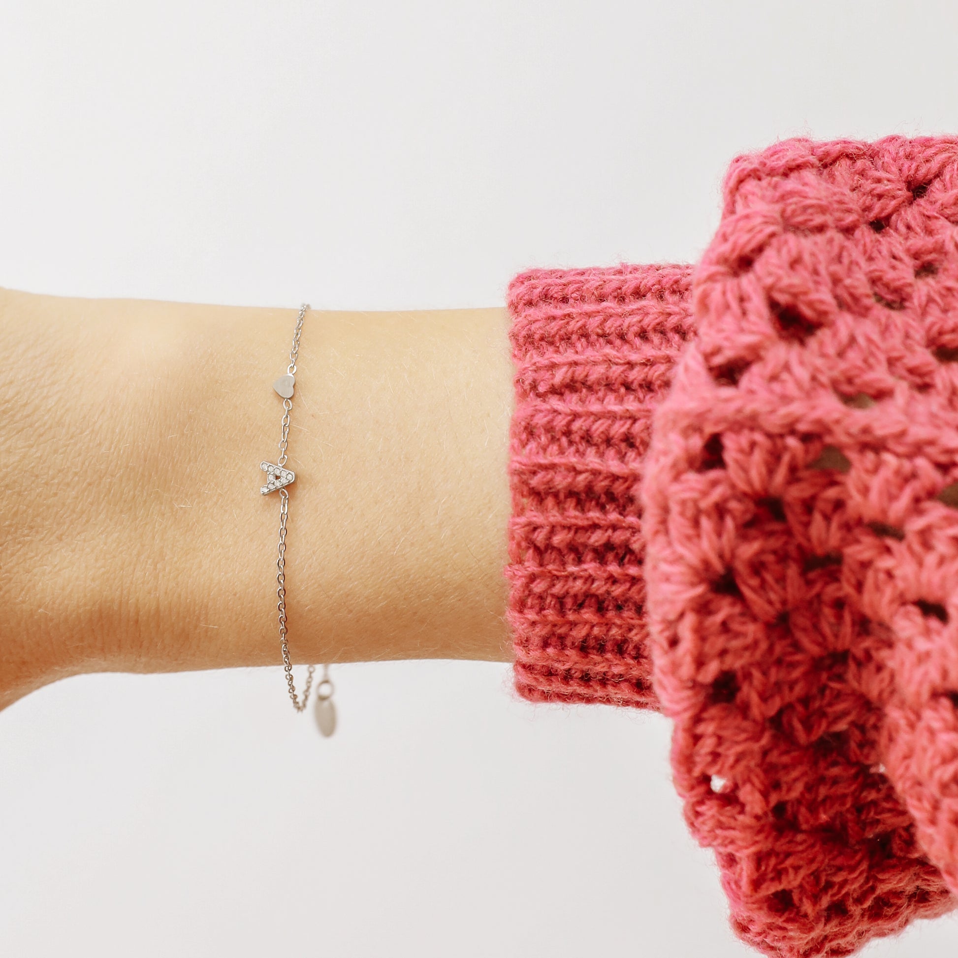 Custom Initial Bracelet: Stainless Steel Letter Charm Bracelet
