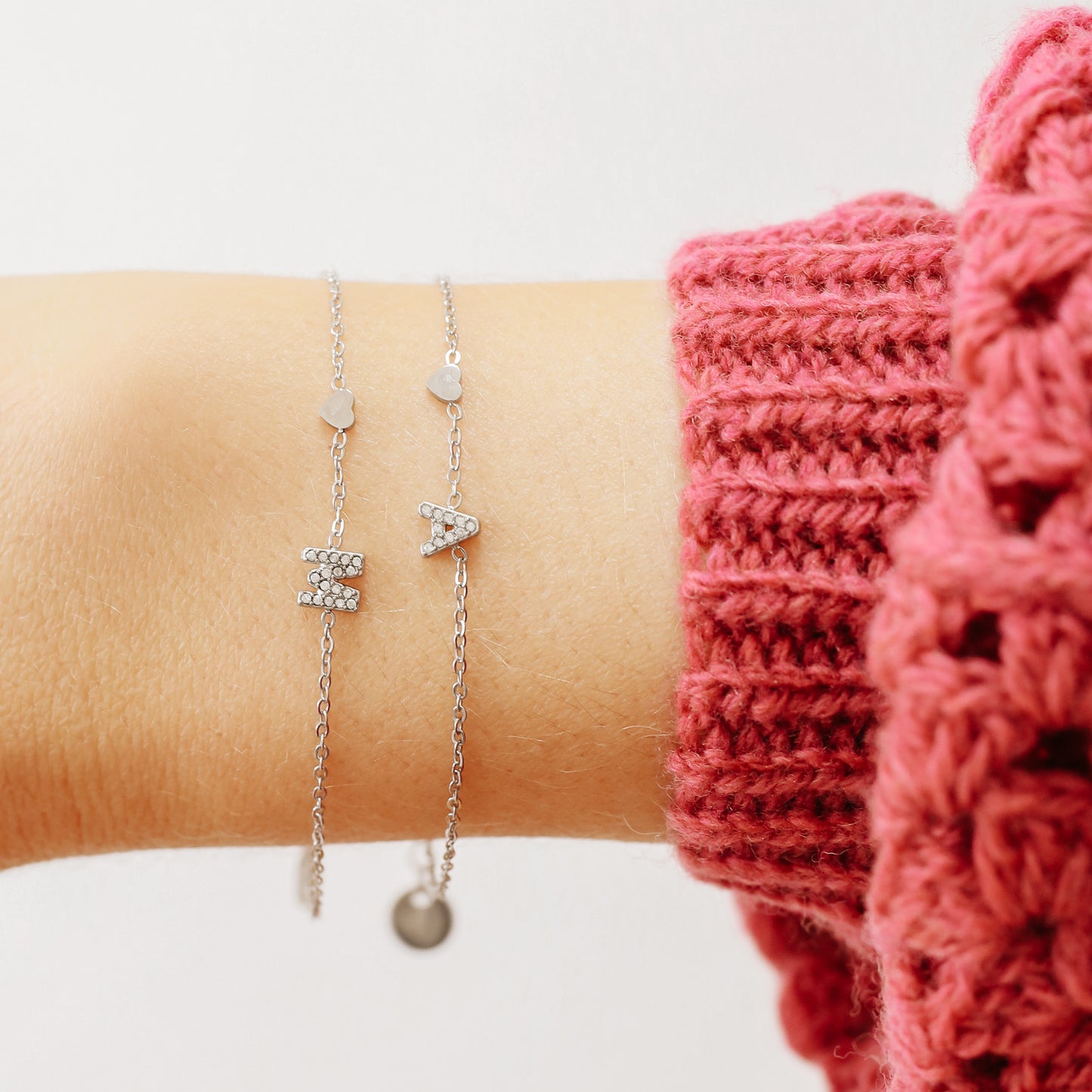 Custom Initial Bracelet: Stainless Steel Letter Charm Bracelet
