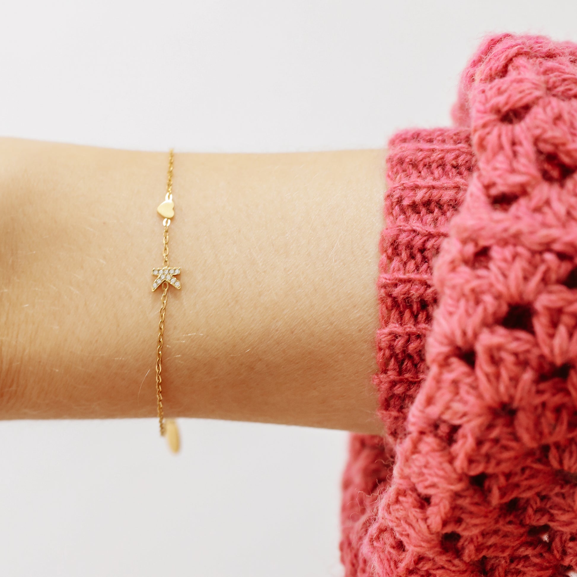 Custom Initial Bracelet: Stainless Steel Letter Charm Bracelet