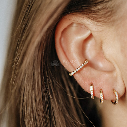 CZ Stone Ear Cuff • No Piercing is Needed • Gold, Silver, Rose Gold • BYSDMJEWELS