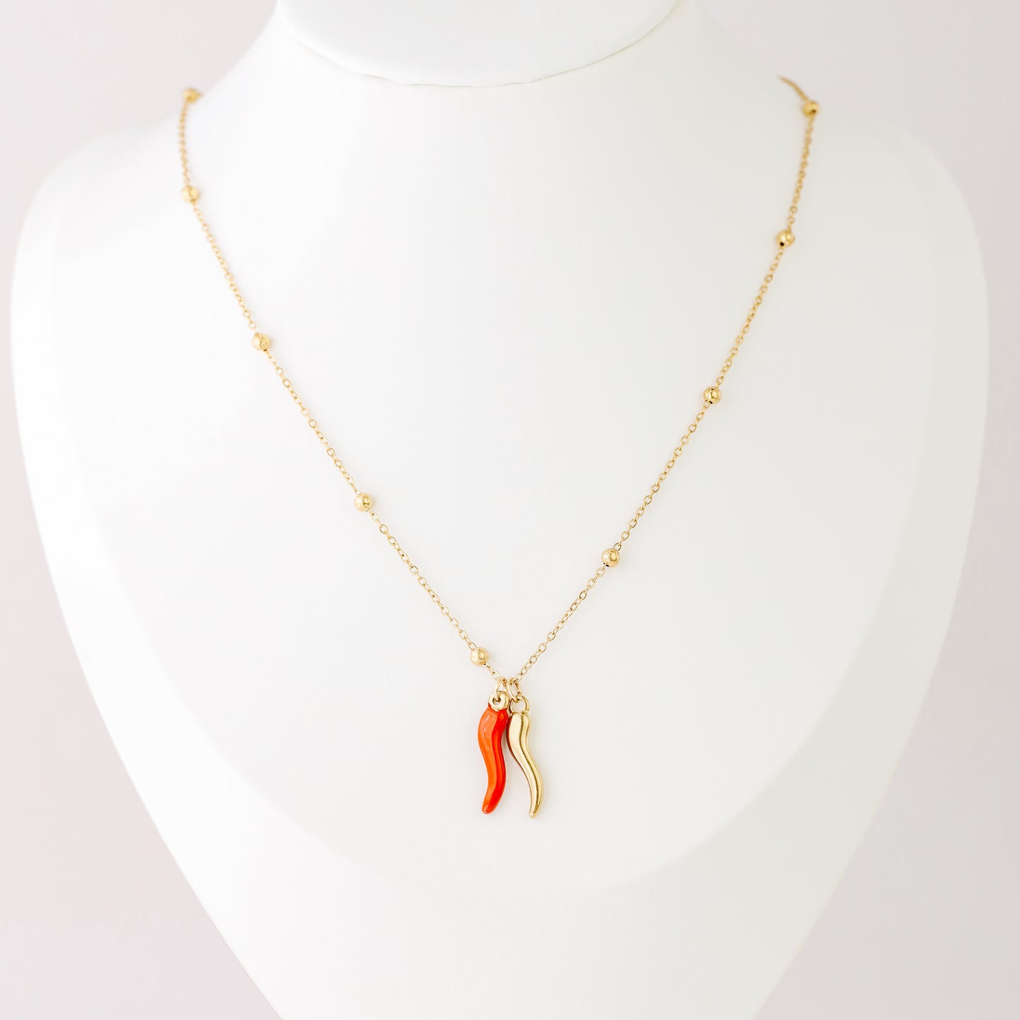 Stainless Steel Italian Horn Necklace, Cornicello Necklace, Good Luck Charm, Italian Jewelry, Protection Jewelry, Chili Jewelry