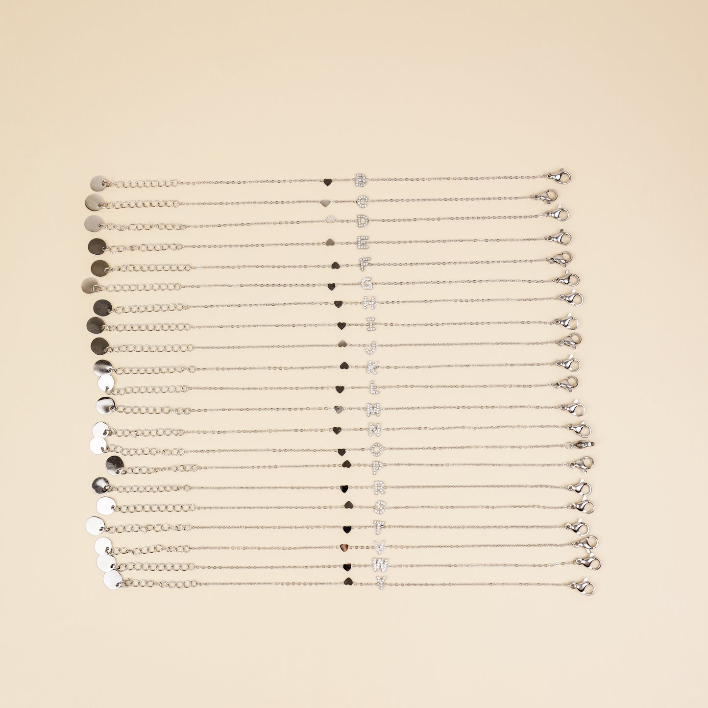 Custom Initial Bracelet: Stainless Steel Letter Charm Bracelet
