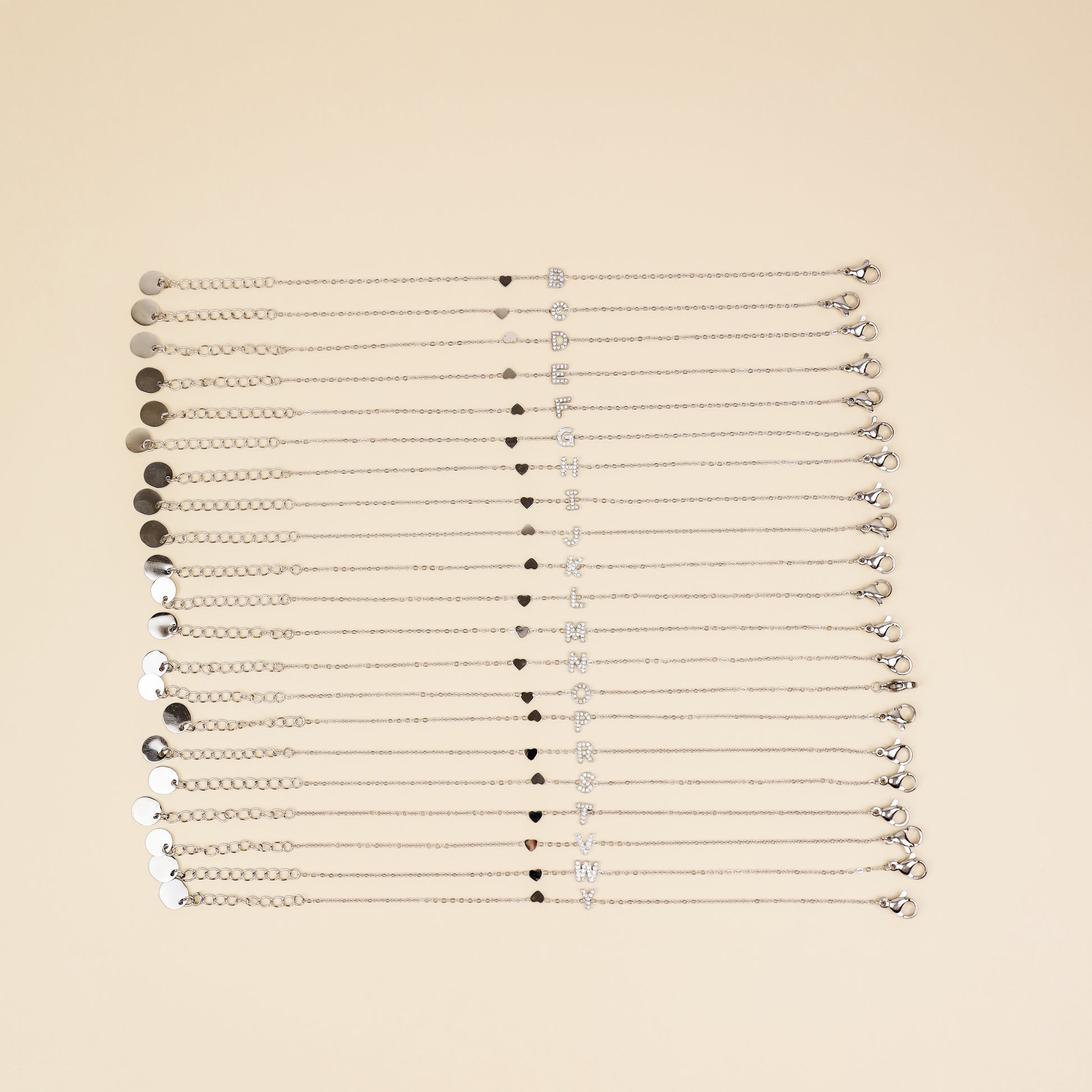 Custom Initial Bracelet: Stainless Steel Letter Charm Bracelet