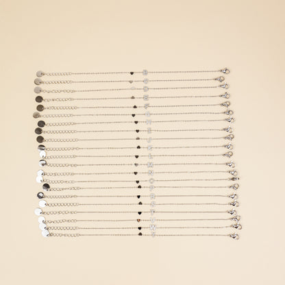Custom Initial Bracelet: Stainless Steel Letter Charm Bracelet
