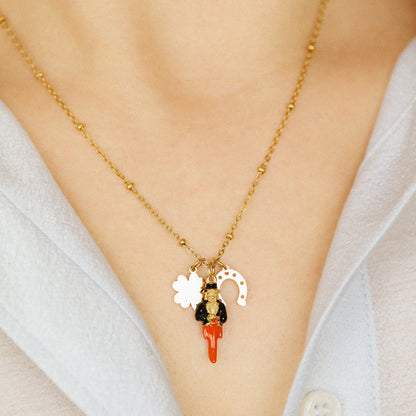 Gold Italian Horn Charm Necklace: Good Luck Amulet
