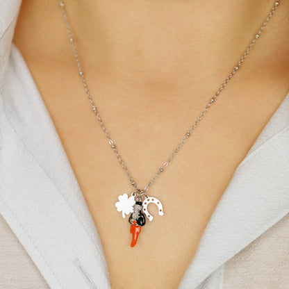 Gold Italian Horn Charm Necklace: Good Luck Amulet
