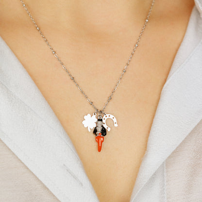 Gold Italian Horn Charm Necklace: Good Luck Amulet
