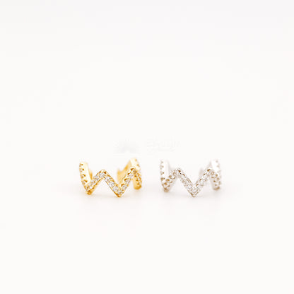 Wave CZ Ear Cuff • No Piercing is Needed • Gold • Silver