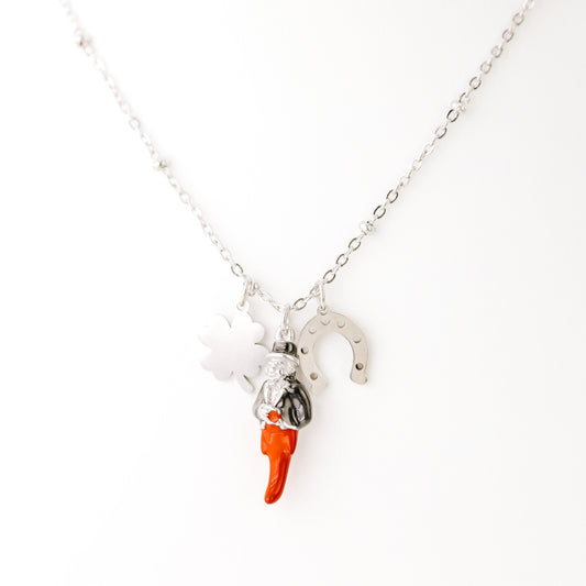 Gold Italian Horn Charm Necklace: Good Luck Amulet