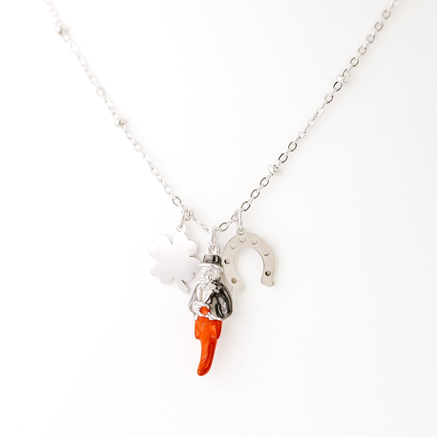 Gold Italian Horn Charm Necklace: Good Luck Amulet
