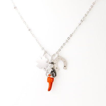 Gold Italian Horn Charm Necklace: Good Luck Amulet
