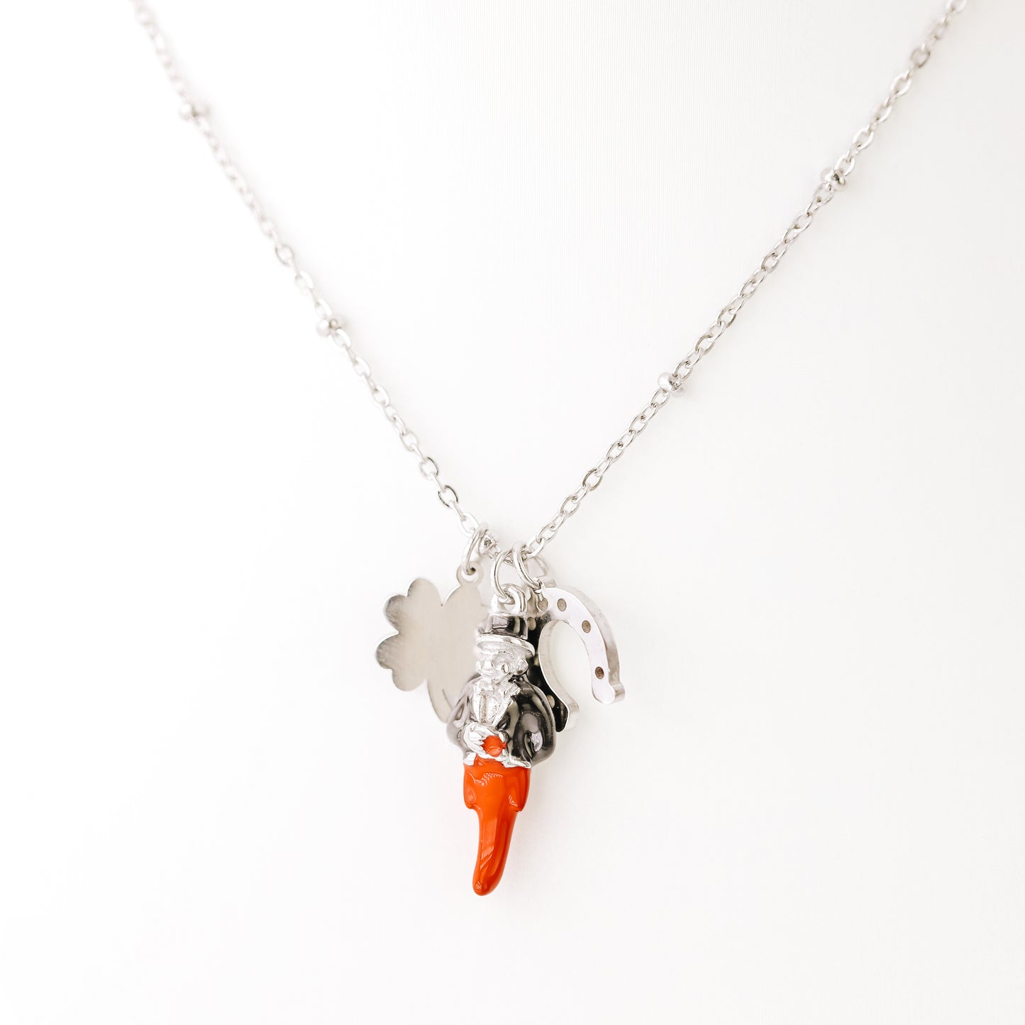 Gold Italian Horn Charm Necklace: Good Luck Amulet
