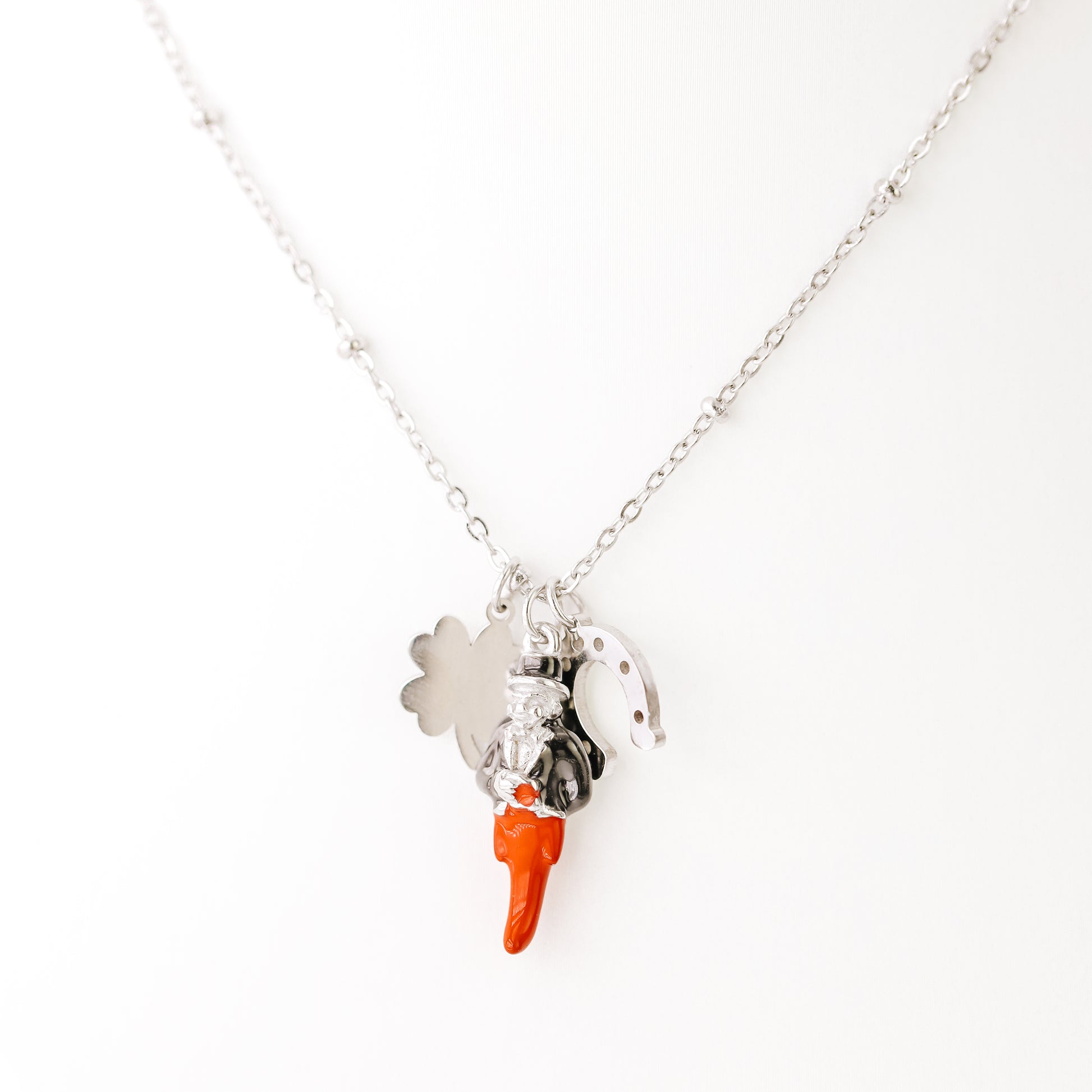Gold Italian Horn Charm Necklace: Good Luck Amulet
