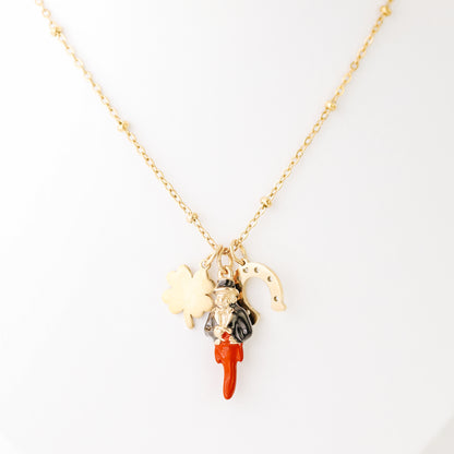 Gold Italian Horn Charm Necklace: Good Luck Amulet
