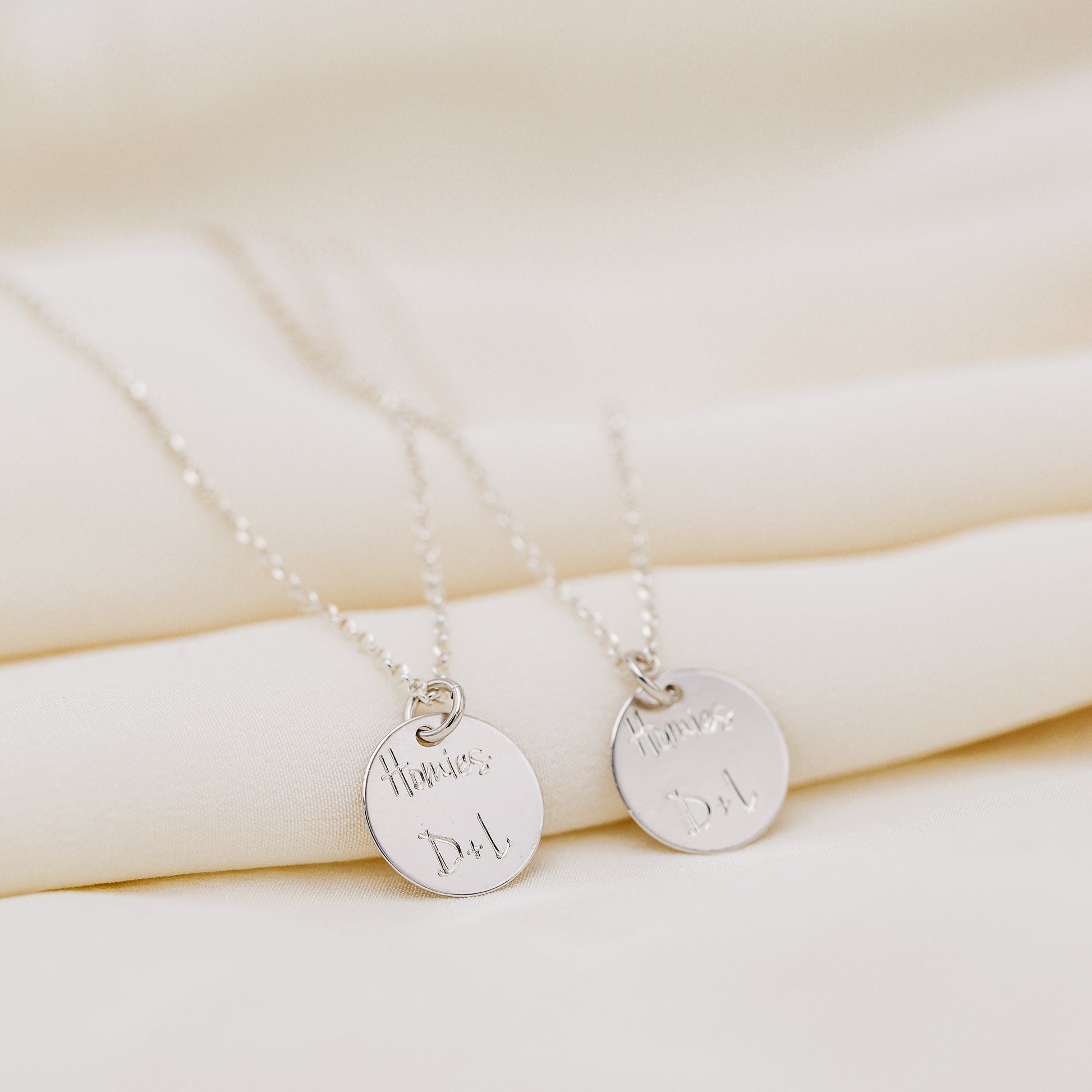Personalized Sterling Silver Disc Necklace: Engraved Name Coin