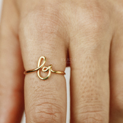 Dainty Initial B Ring • Gold Letter B Ring • Personalized Ring • Initial Name Ring • Adjustable Initial Ring • Bridesmaid Gift • BYSDMJEWELS