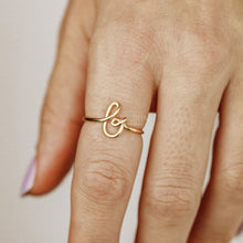 Load image into Gallery viewer, Dainty Initial B Ring • Gold Letter B Ring • Personalized Ring • Initial Name Ring • Adjustable Initial Ring • Bridesmaid Gift • BYSDMJEWELS
