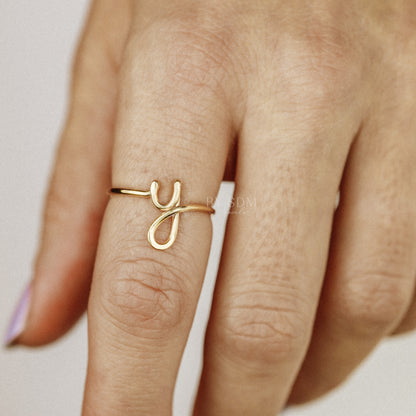 Initial Letter Y Ring • Personalized Wire Initial Ring • Wire Ring • Personalized Ring • Adjustable Ring • Wire Letters • BYSDMJEWELS