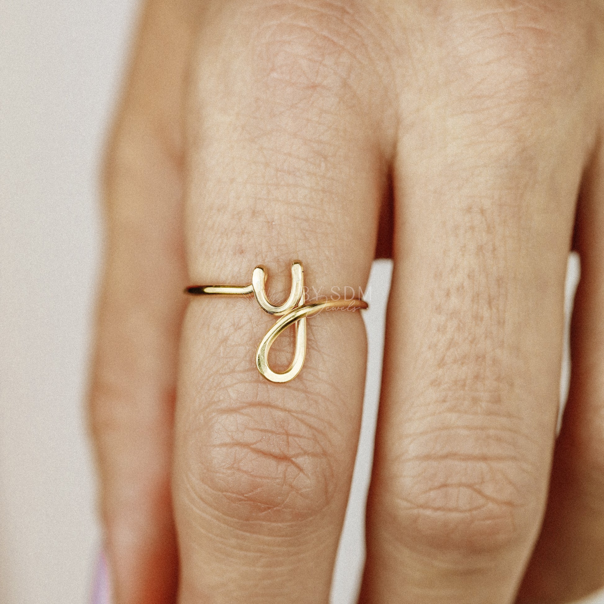 Initial Letter Y Ring • Personalized Wire Initial Ring • Wire Ring • Personalized Ring • Adjustable Ring • Wire Letters • BYSDMJEWELS
