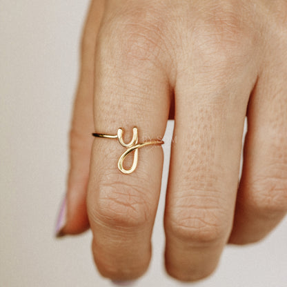 Initial Letter Y Ring • Personalized Wire Initial Ring • Wire Ring • Personalized Ring • Adjustable Ring • Wire Letters • BYSDMJEWELS