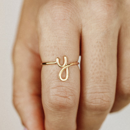 Initial Letter Y Ring • Personalized Wire Initial Ring • Wire Ring • Personalized Ring • Adjustable Ring • Wire Letters • BYSDMJEWELS