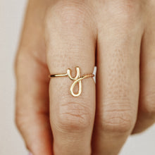Load image into Gallery viewer, Initial Letter Y Ring • Personalized Wire Initial Ring • Wire Ring • Personalized Ring • Adjustable Ring • Wire Letters • BYSDMJEWELS
