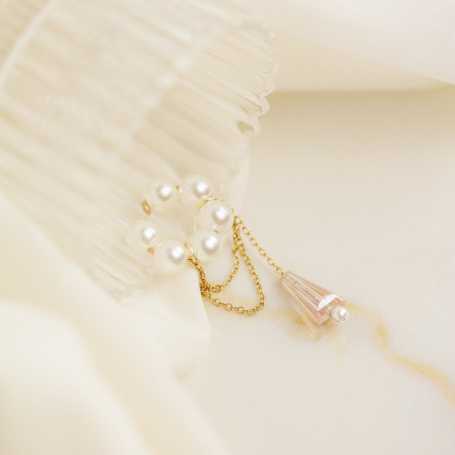 Dainty Pearl Ear Cuffs, Gold Filled Ear Climbers, Crystals and Pearls Tassel Ear Cuff, No Piercing Ear Wrap, Pearl Dangle Ear Cuffs