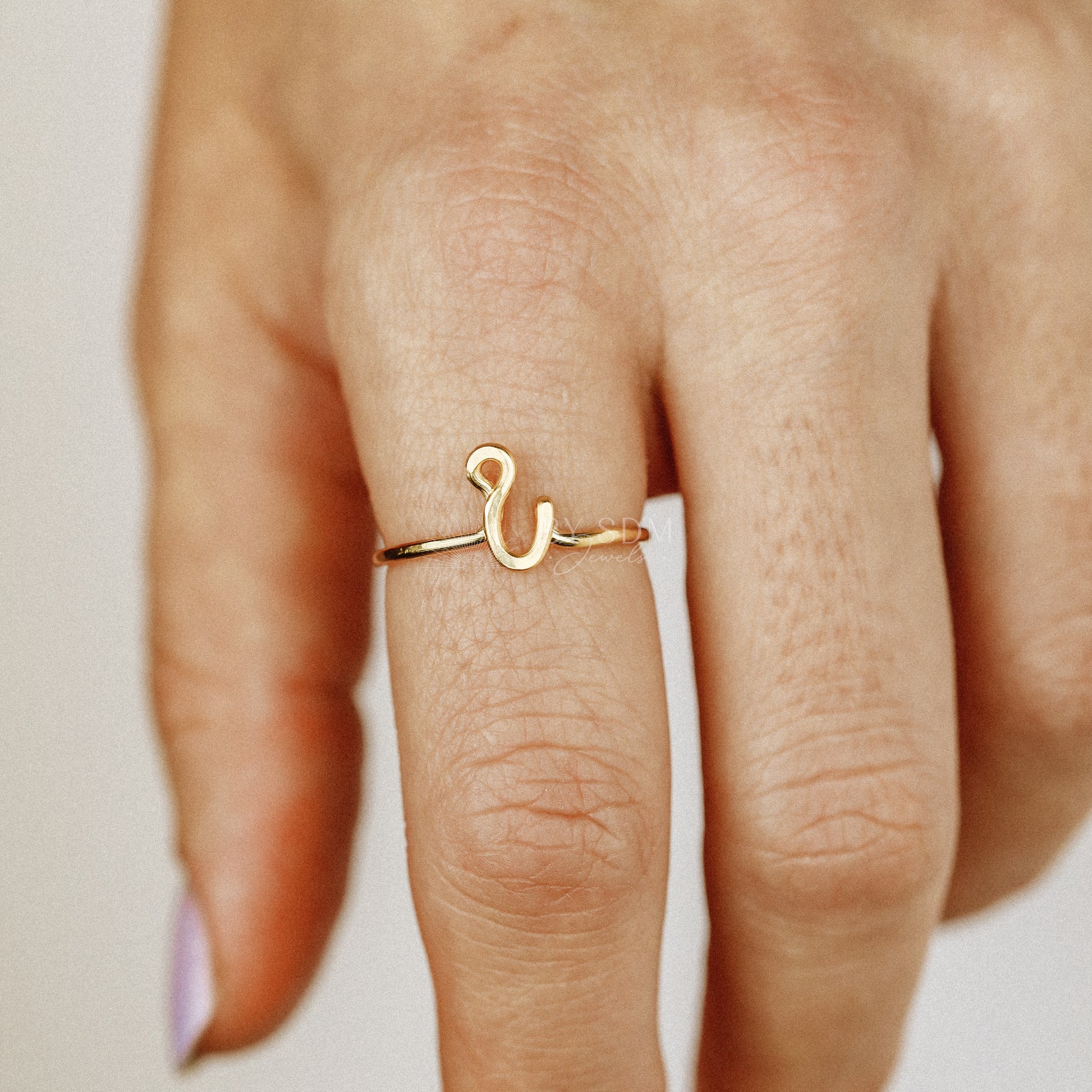 Gold Letter I Ring • Personalized Adjustable Ring • Letter Initial Rings • BYSDMJEWELS