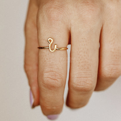 Gold Letter I Ring • Personalized Adjustable Ring • Letter Initial Rings • BYSDMJEWELS