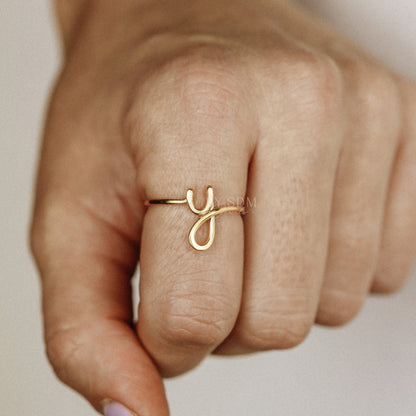 Initial Letter Y Ring • Personalized Wire Initial Ring • Wire Ring • Personalized Ring • Adjustable Ring • Wire Letters • BYSDMJEWELS