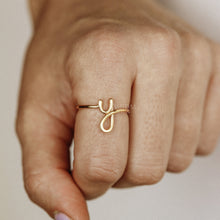Load image into Gallery viewer, Initial Letter Y Ring • Personalized Wire Initial Ring • Wire Ring • Personalized Ring • Adjustable Ring • Wire Letters • BYSDMJEWELS
