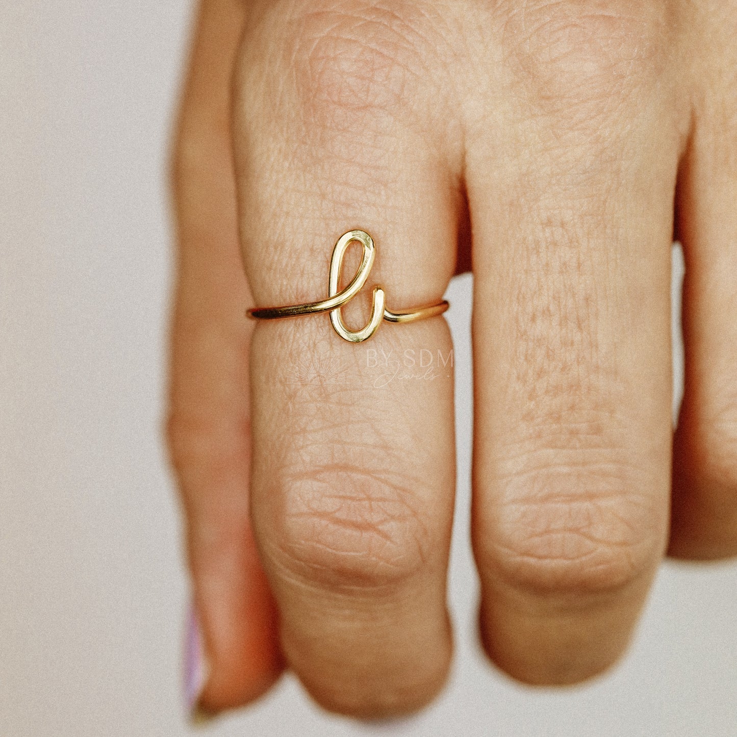 Dainty Initial L Name Ring • Personalized Ring • Stacked Initial Ring • Custom Name Ring • Personalized Gift • BYSDMJEWELS