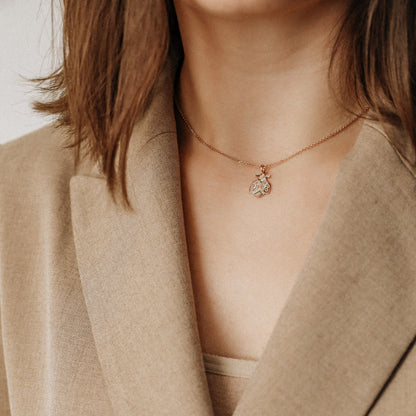 Dainty Ladybug Necklace: Diamond Cut Charm, Sterling Silver, Gold/Rose Gold