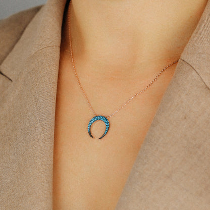 Turquoise Pave Horn Necklace