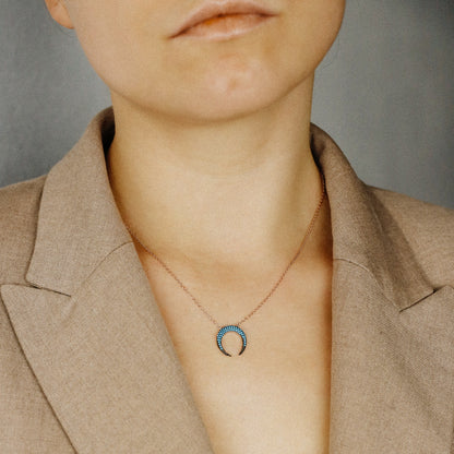 Turquoise Pave Horn Necklace