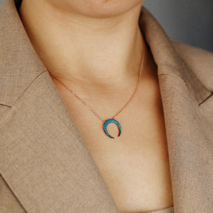Turquoise Pave Horn Necklace