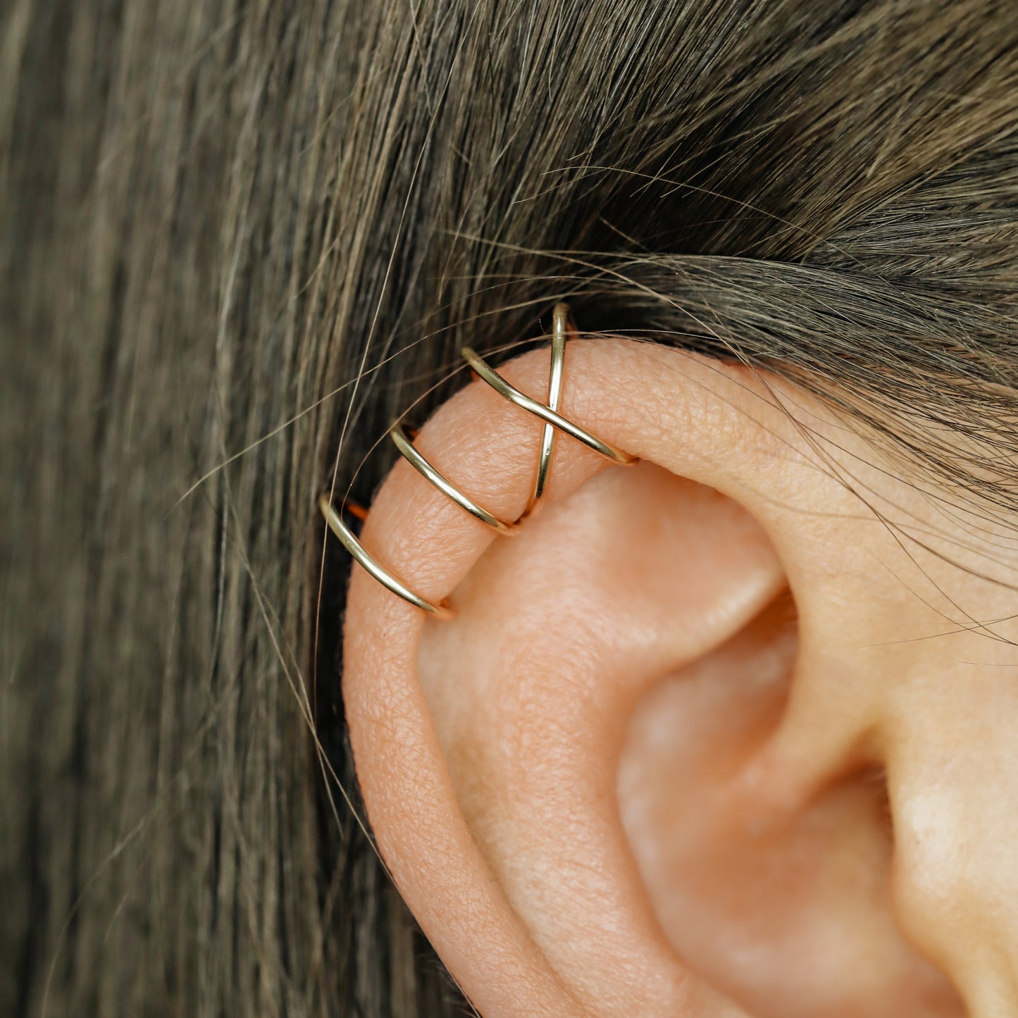 Set of 2 Ear Cuffs or Single On for Upper Ear, No Piercing Needed, Fake Cartilage Earring
