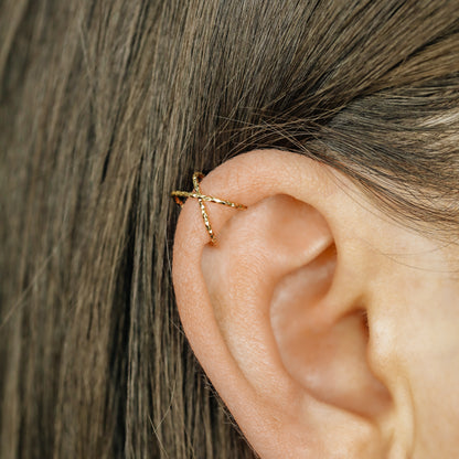 Silver Double Line or Criss Cross Ear Cuff