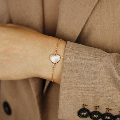 Love Heart Pave Bracelet • 925 Sterling Silver • BYSDMJEWELS