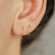 Load image into Gallery viewer, Double Hoop Earrings Spiral Loop Earrings Threader Hoops Minimalist Earrings Spiral Open Hoop Earrings 18k Gold plated Diamond Cut Earrings
