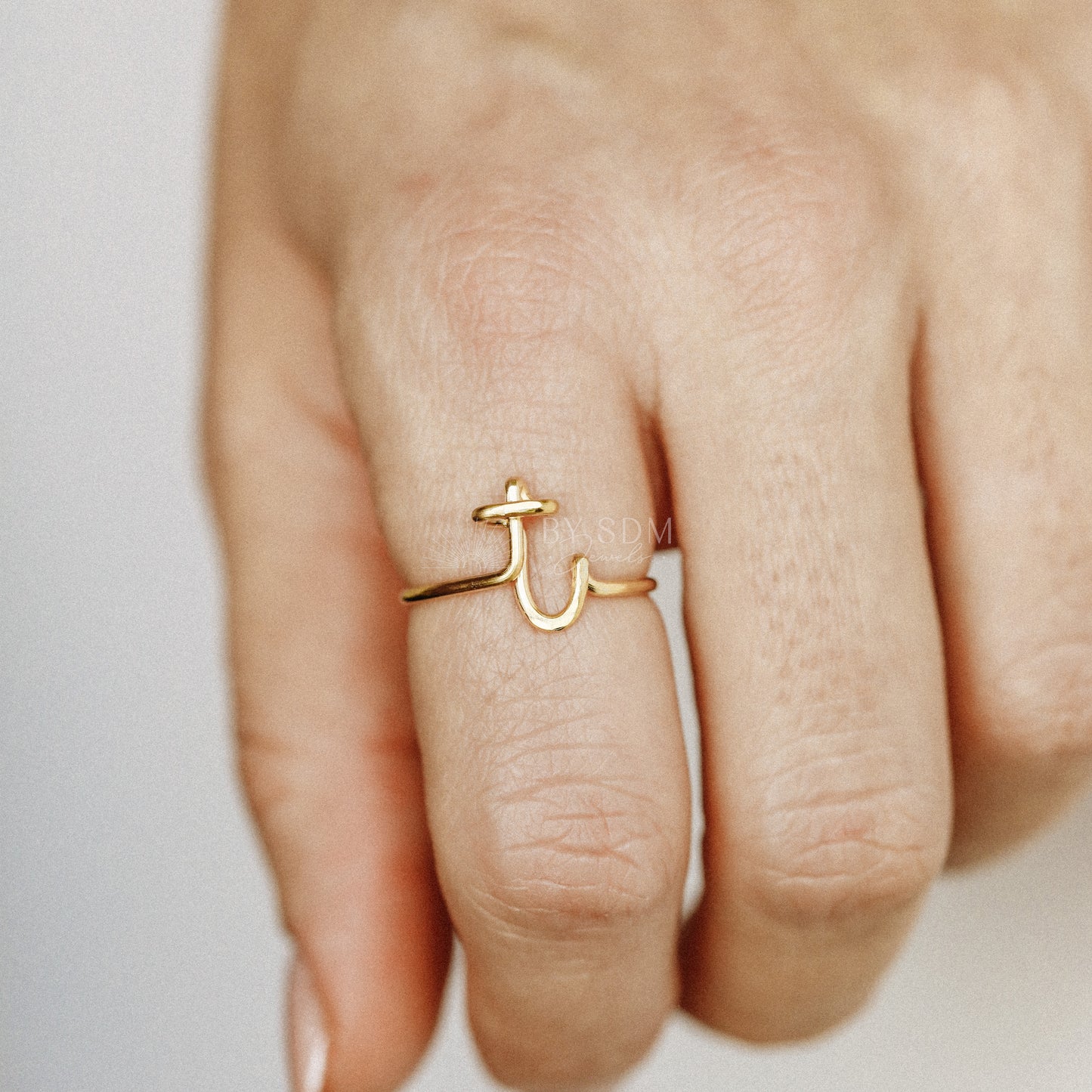 Personalized Initial T Ring • Custom Wire Initial Ring • Perso