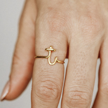 Personalized Initial T Ring • Custom Wire Initial Ring • Personalized Name Ring • Adjustable Ring • Wire Letters • Letter Ring • BYSDMJEWELS