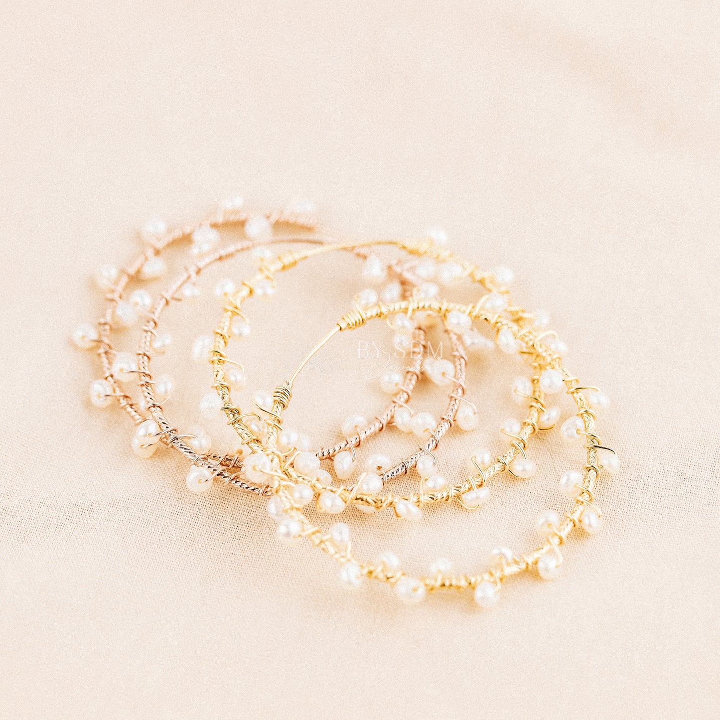 Dainty Pearl Hoop Earrings • Freshwater Pearl Earrings • Silver • Gold • Rose Gold • BYSDMJEWELS