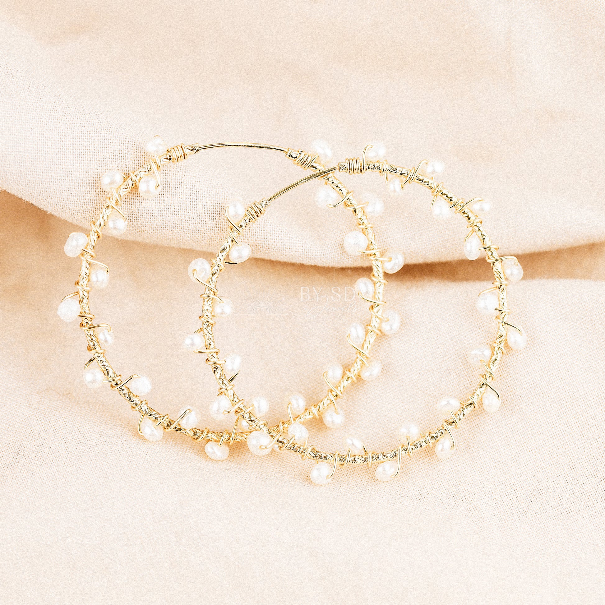 Dainty Pearl Hoop Earrings • Freshwater Pearl Earrings • Silver • Gold • Rose Gold • BYSDMJEWELS