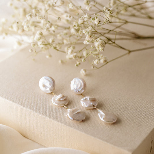 Pearl Earrings Drop Bridal Earrings Pearl Wedding Earrings Long Pearl Earrings Gold Bridal Jewelry Dangle Pearl Earrings Mother's Day Gift