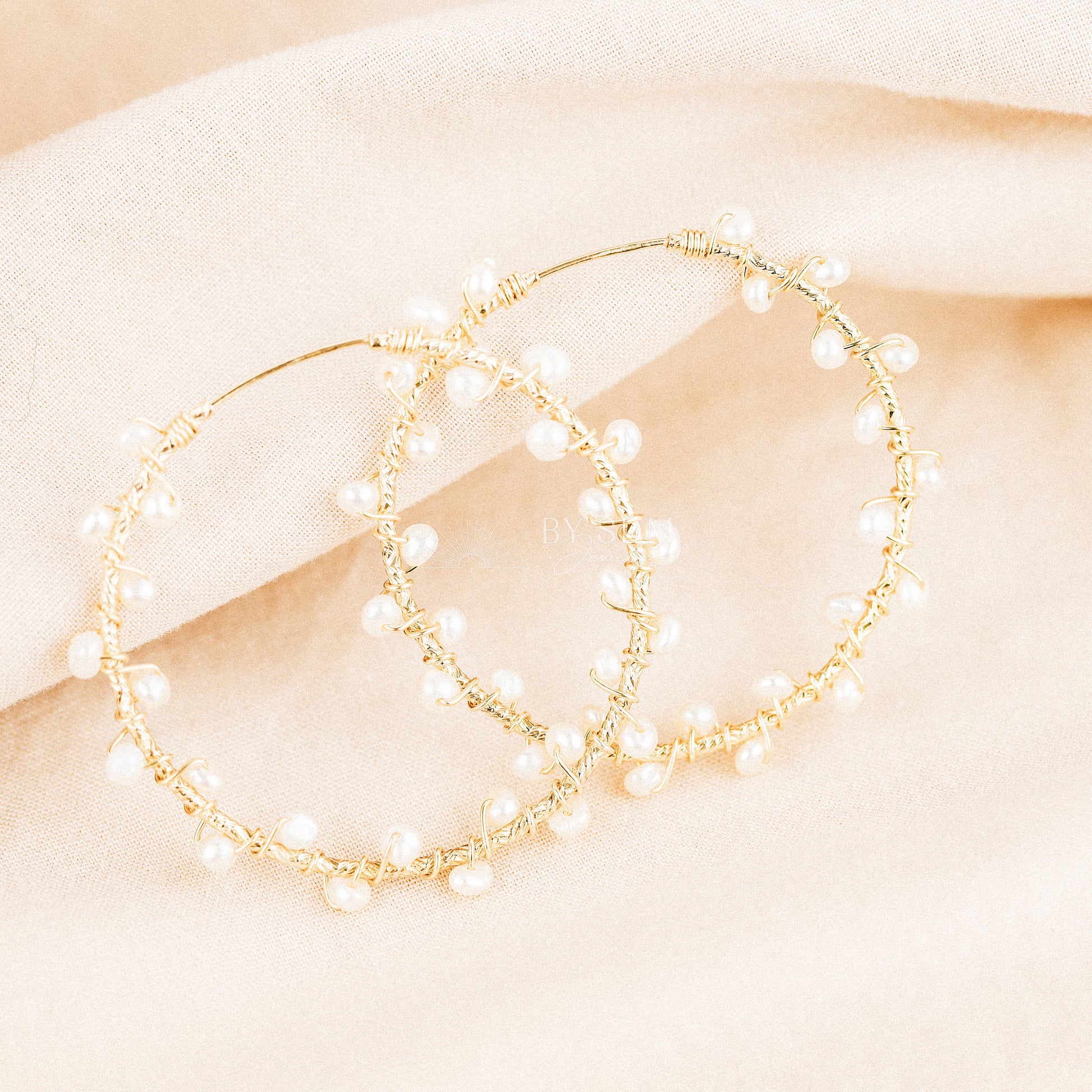 Dainty Pearl Hoop Earrings • Freshwater Pearl Earrings • Silver • Gold • Rose Gold • BYSDMJEWELS