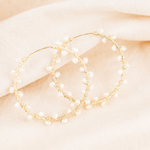 Load image into Gallery viewer, Dainty Pearl Hoop Earrings • Freshwater Pearl Earrings • Silver • Gold • Rose Gold • BYSDMJEWELS

