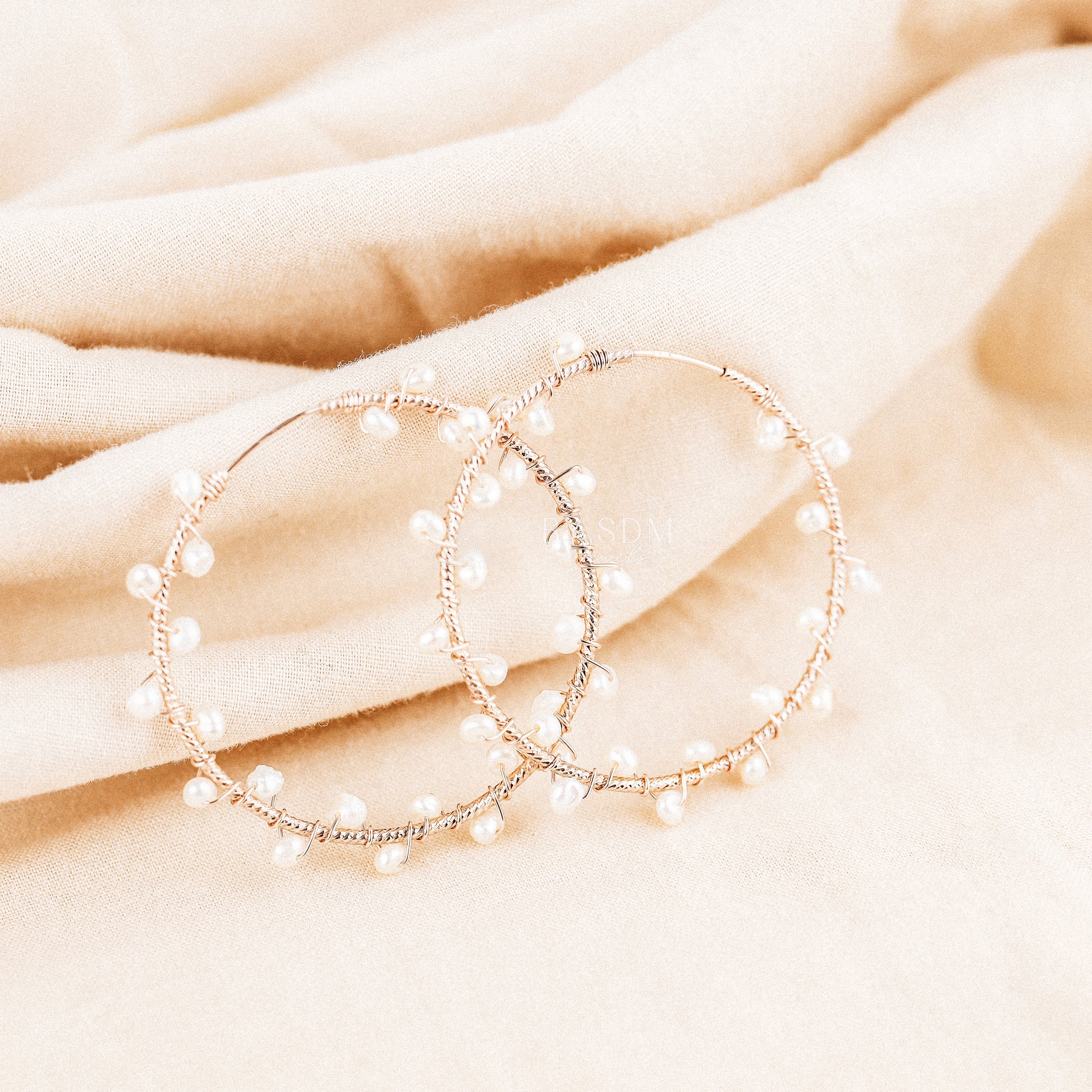Dainty Pearl Hoop Earrings • Freshwater Pearl Earrings • Silver • Gold • Rose Gold • BYSDMJEWELS