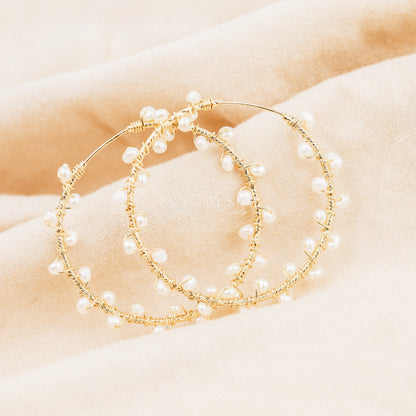 Dainty Pearl Hoop Earrings • Freshwater Pearl Earrings • Silver • Gold • Rose Gold • BYSDMJEWELS