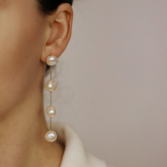Pearl Earrings Drop Bridal Earrings Pearl Wedding Earrings Long Pearl Earrings Gold Bridal Jewelry Dangle Pearl Earrings Mother's Day Gift